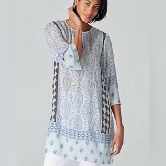 J.Jill tunic top boho light loose soft feminine cottage core coastal coverup - Picture 3 of 9